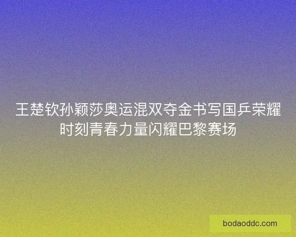 王楚钦孙颖莎奥运混双夺金书写国乒荣耀时刻青春力量闪耀巴黎赛场